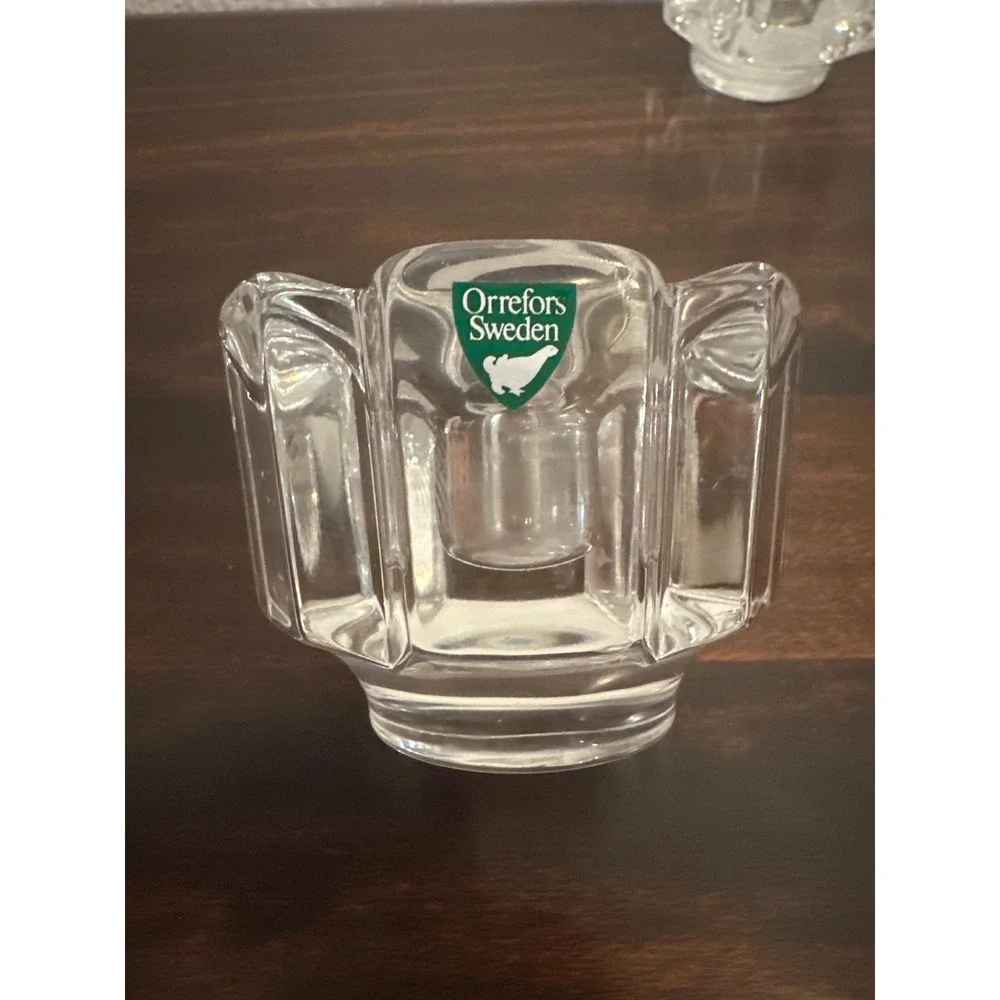 Orrefors Sweden Stella Crystal‎ Votive Taper Candle Holders Set of 2